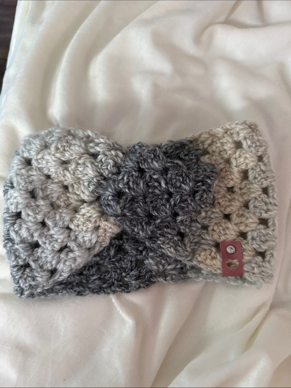Handmade Chunky Crochet Ear Warmer - Gray Ombre
